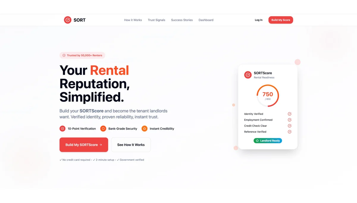 Sort website homepage