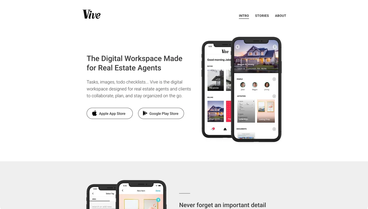 Vive website homepage